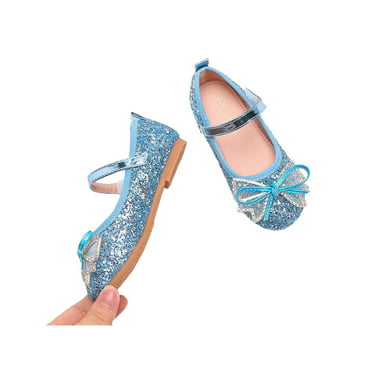 Girl Princess Elsa Dress Party Sandals Anna Cosplay Evening Sequin Glitter Shoes
